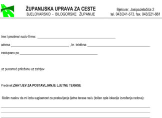 Zahtjev za izdavanjem suglasnosti za postavljanje ljetne terase