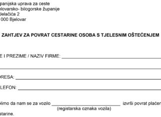 Zahtjev za povrat cestarine osoba sa tjelesnim oštećenjem