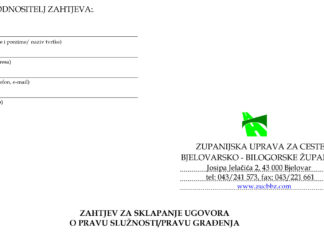 Zahtjev za sklapanje ugovora o pravu služnosti