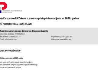 Izvješće o provedbi Zakona o pravu na pristup informacijama za 2020. godinu