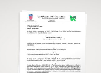 PRETHODNO SAVJETOVANJE o postupku javne nabave male vrijednosti – Radovi na izvanrednom održavanju kolnika ŽC3029, Kašljavac