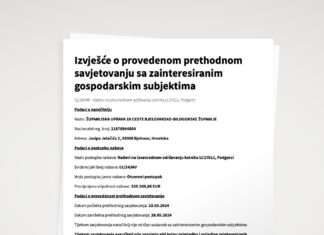 Izvješće o provedenom prethodnom savjetovanju sa zainteresiranim gospodarskim subjektima – LC37011