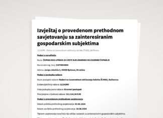 Izvješće o provedenom prethodnom savjetovanju sa zainteresiranim gospodarskim subjektima – ŽC4002, Bačkovica