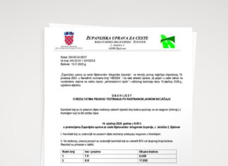 OBAVIJEST o rezultatima pisanog testiranja po raspisanom natječaju