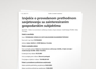 Izvješće o provedenom prethodnom savjetovanju sa zainteresiranim gospodarskim subjektima 05/25/MV