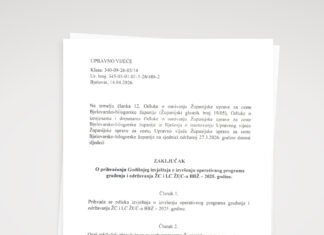 Godišnji izvještaj o izvršenju operativnog programa građenja i održavanja ŽC i LC ŽUC-a BBŽ za 2025.godinu