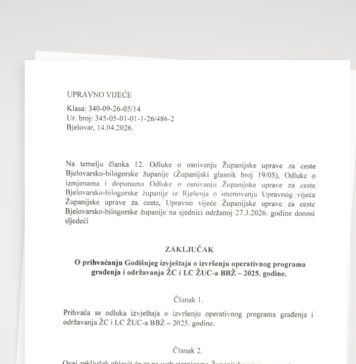 Godišnji izvještaj o izvršenju operativnog programa građenja i održavanja ŽC i LC ŽUC-a BBŽ za 2025.godinu