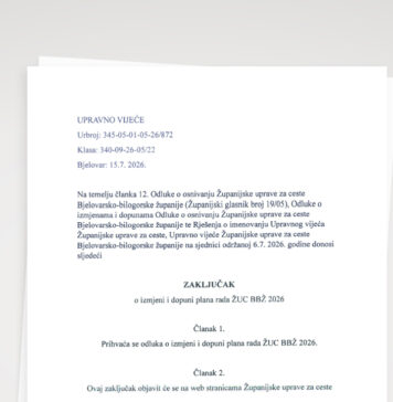 I.Izmjene i dopune Plana rada za 2026. Godinu + Zaključak UV o prihvaćanju