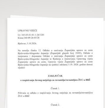 Zaključak o raspisivanju Javnog natječaja za ravnatelja/ravnateljicu ŽUC-a BBŽ
